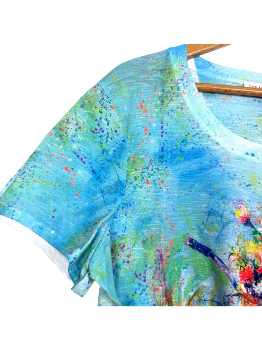 Leoma Lovegrove Women’s Artsy Short Sleeve Top Large Bike Beach Floral Colorful - Picture 3 of 10